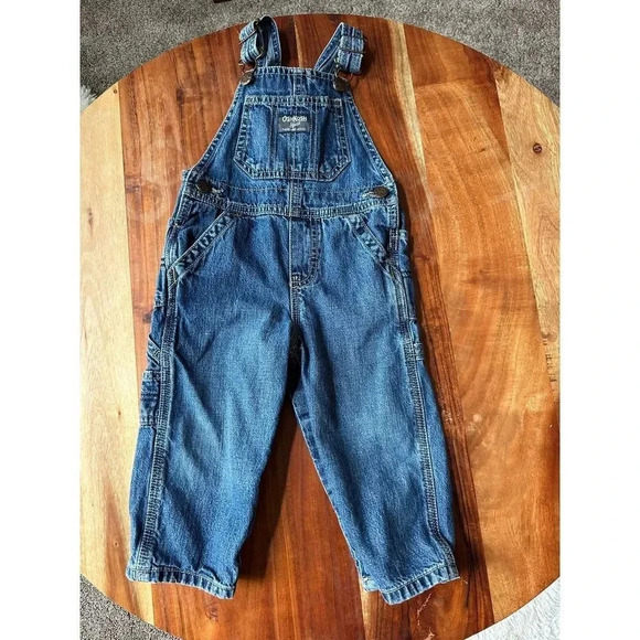 VINTAGE 90s OSH KOSH Denim Overalls Vestbak Unisex Boys Size 18M - Picture 1 of 4